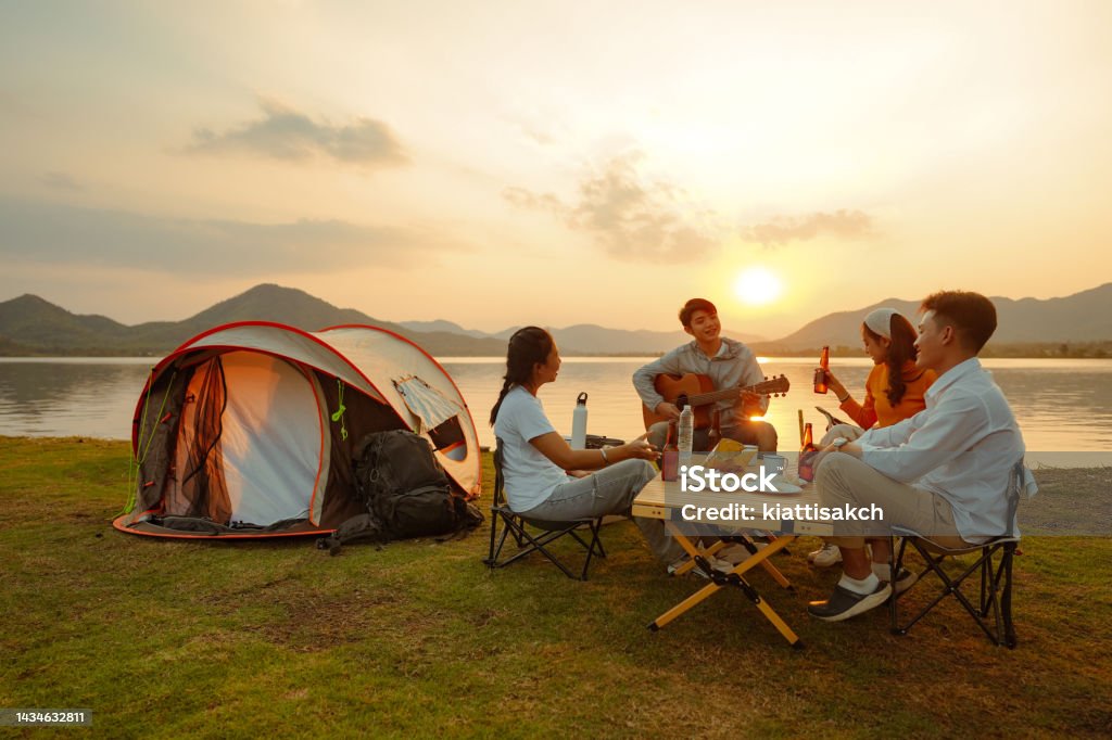 Happy young people on a summer camp